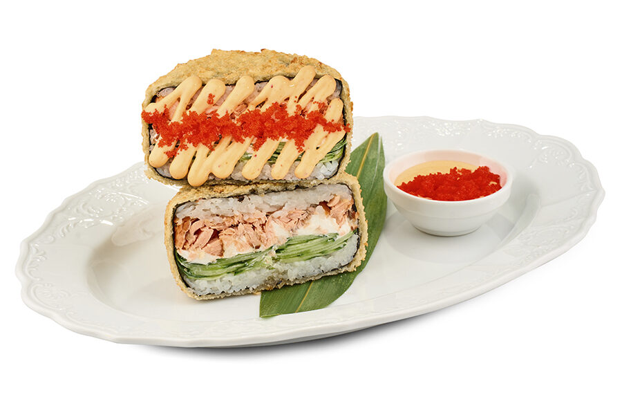 Суши бургер запечённый лосось на дом