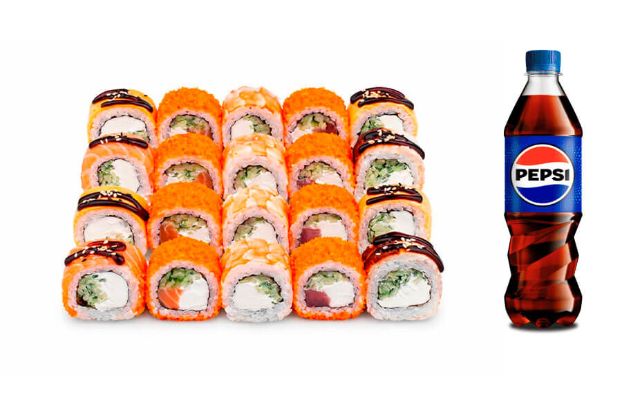 Суши-сет Филадельфия комбо + Pepsi 500 мл. заказать 